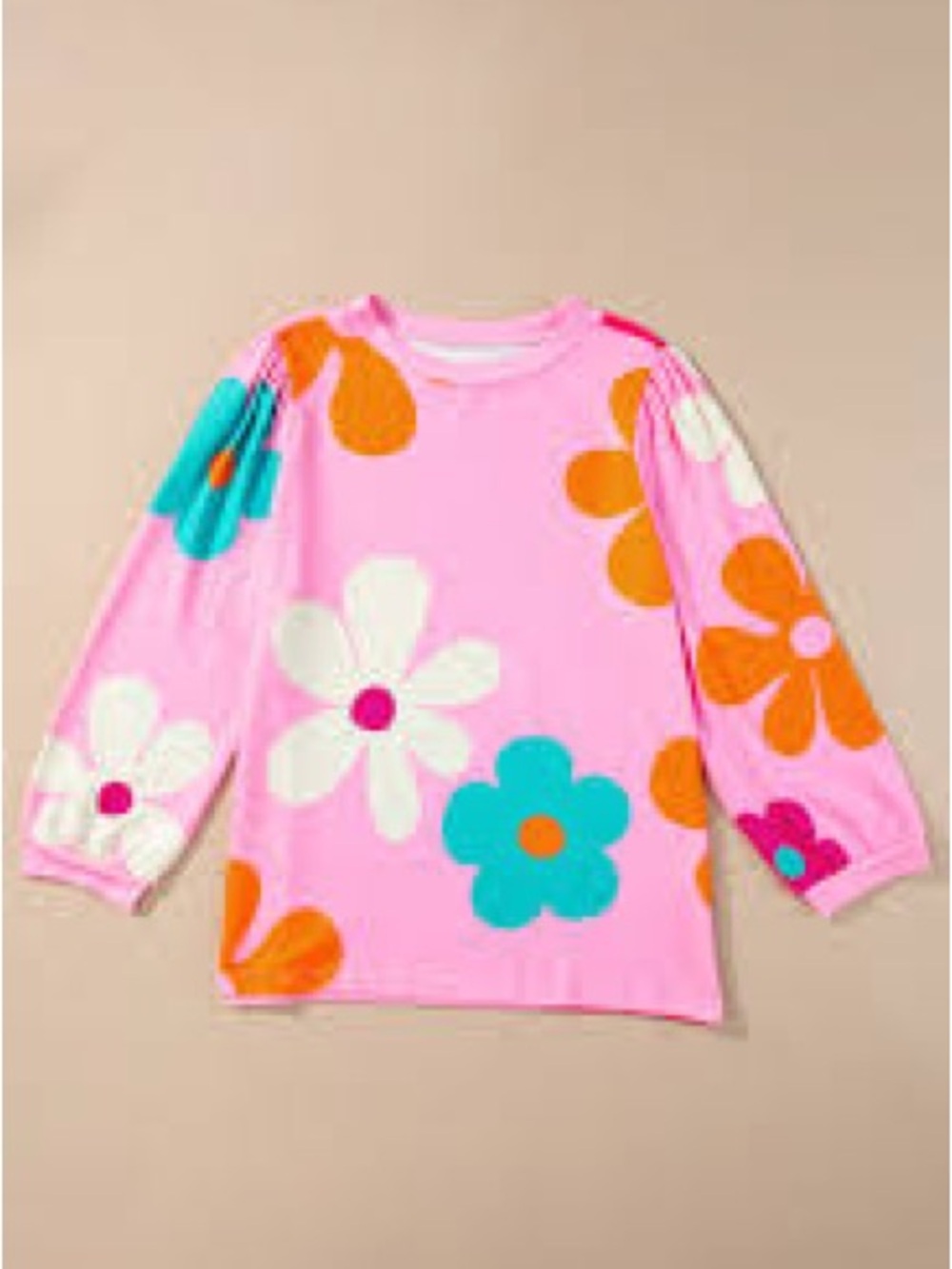 Mod Boutique Bright Pink Floral Long-Sleeve Kids Top
